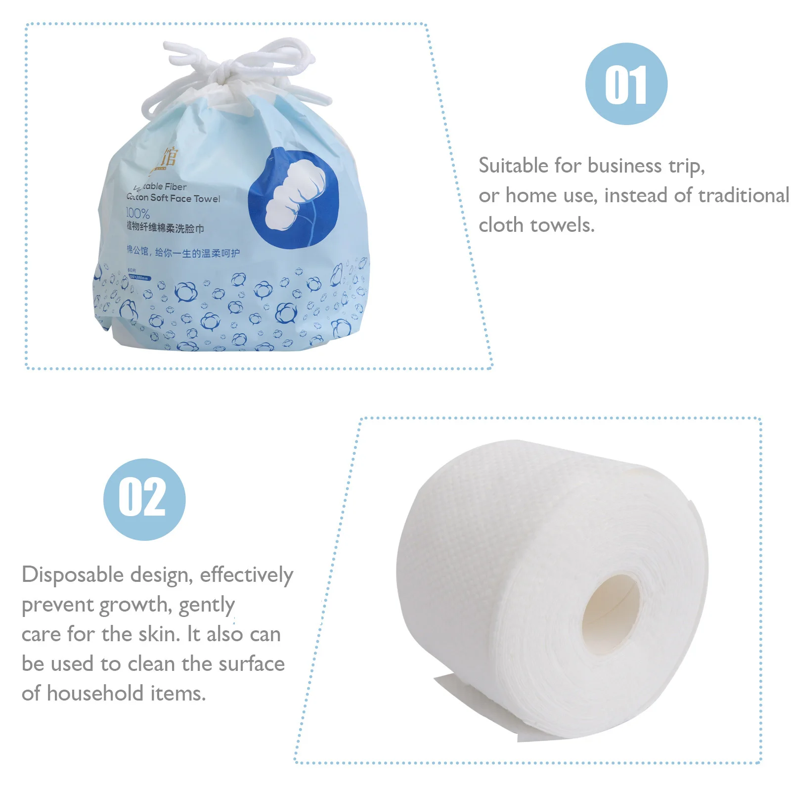 1 قطعة منشفة الوجه القابل للتصرف القطن الخالص ماكياج لينة إزالة القطن التنظيف العميق الوجه القماش المحمولة تنظيف الوجه الأنسجة #3