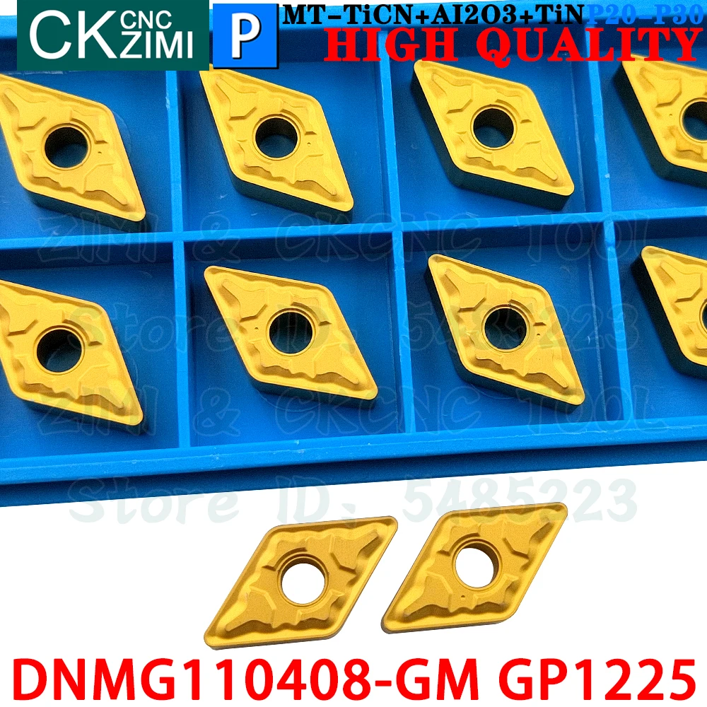 DNMG110408-GM GP1225 DNMG 110408 GM GP1225 카바이드 인서트 외부 선삭 인서트 도구 DNMG1104 DNMG CNC 인덱서 블 금속 선반 절삭 공구 MDJNR MDJNL MDPNN MDQNR MDQNL