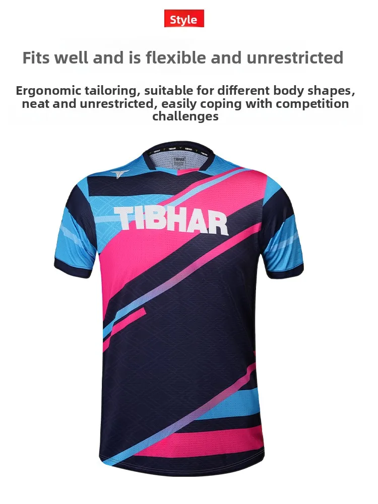 TIBHAR Straight Table Tennis Jersey 2025 New Competition Jersey Summer Training Jersey Play Table Tennis Short Sleeve Suit