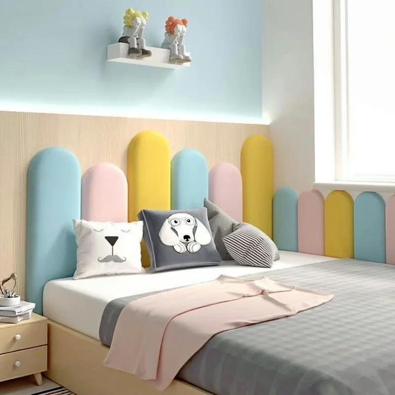 Arched Self‑Adhesive Soft Wall Panels Kids Anti‑Collision Wall Cushion Peel and Stick Upholstered Wall Sticker for Home Decor