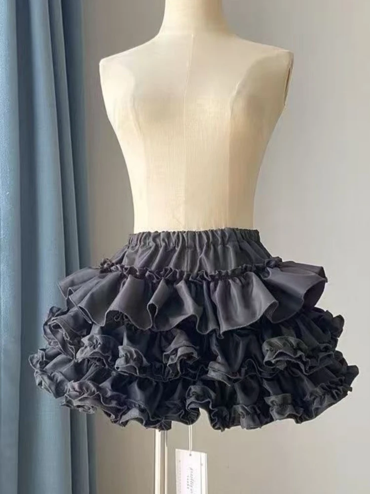 Punk Girl Soft Korean Style A-Line Pumpkin Cake Skirt High Waist Breathable Skin-Friendly Commute Cake Skirt for Ladies