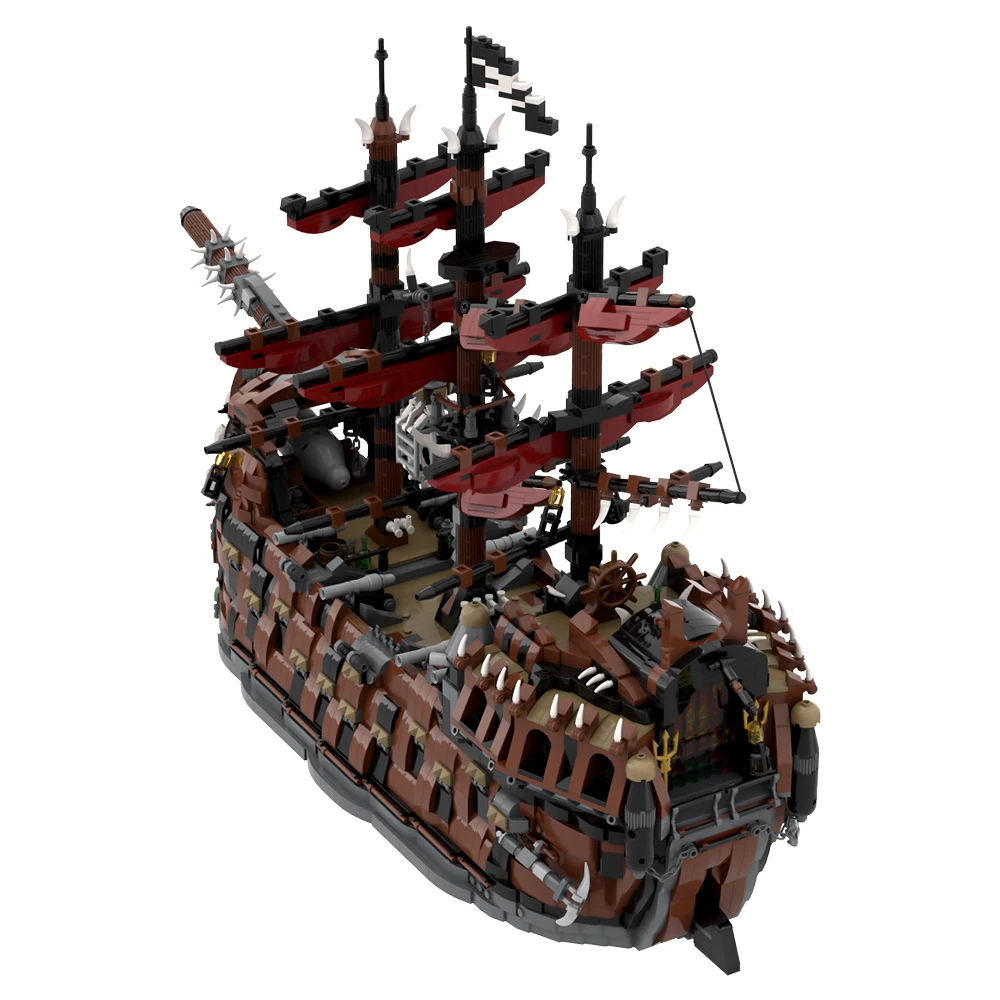 Gobricks MOC The Ruined King Bricks Model The Black Pearl Flying Dutchman Mascot Building Blocks Set Toys For Gift