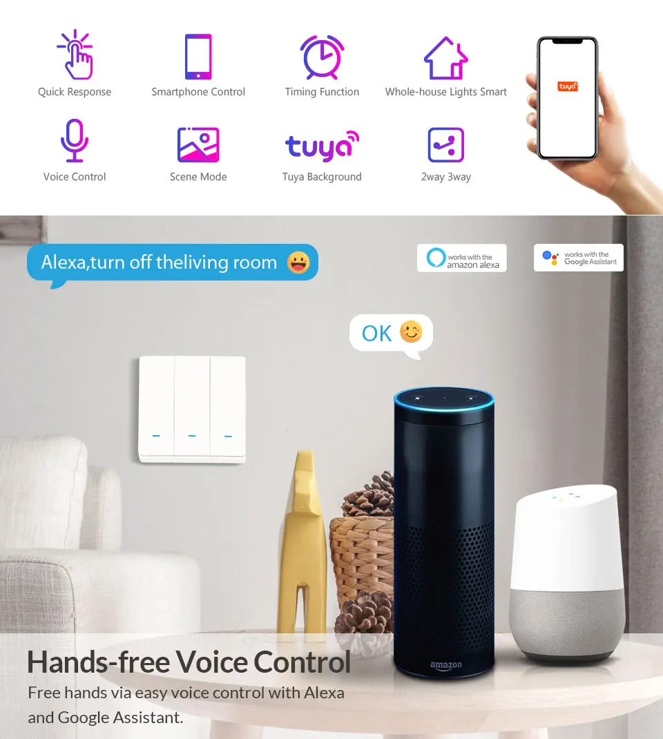 Tuya ZigBee Wireless Smart Life interruttore della luce a distanza pulsante Controller Wall House Multi Control Alexa Google Home Voice