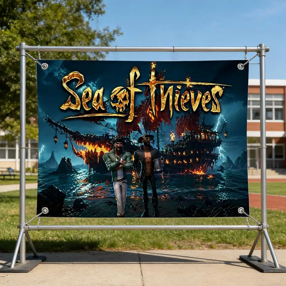 Game Pirate S-Sea of Thieves Online Flags Specialized for indoor and outdoor home decorations, outdoor camping, and bar parties