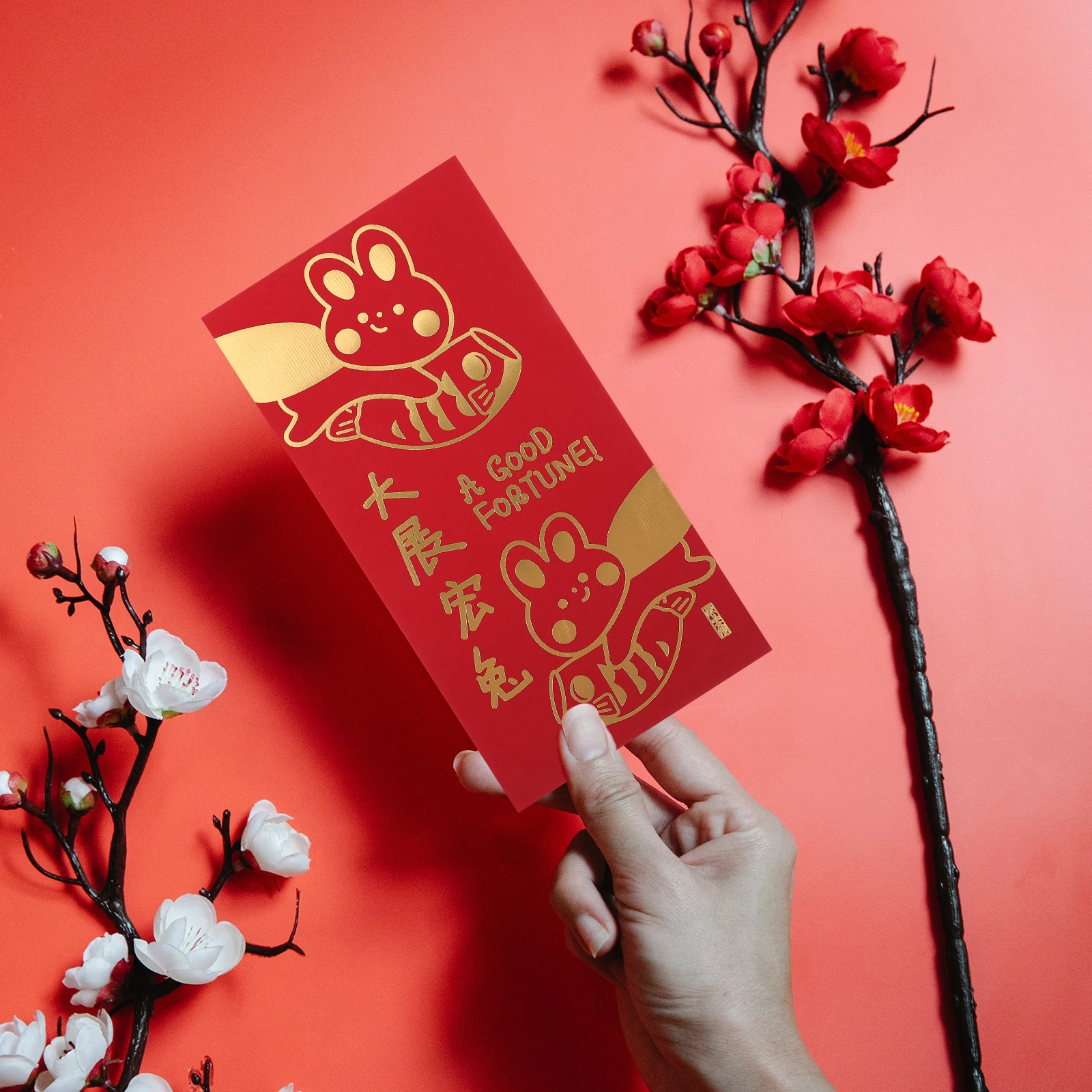 

6pcs 2024 Rabbit Year Premium Cartoon Red Envelopes Lucky Money Packets Sturdy Chinese New Year Bunny Pattern Envelopes for Kids