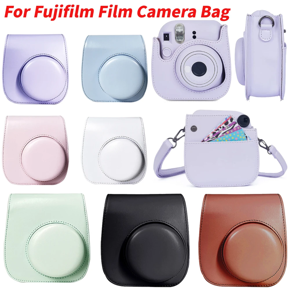 Für Instax Mini 12/11/9/8 Kameratasche PU Leder Schutzhülle Reisetasche Kratzfeste Retro Kameratasche mit Schultergurt