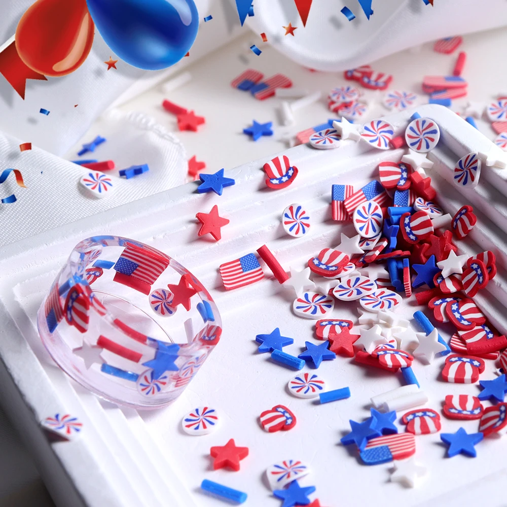 10g Red Blue White Stars Epoxy - Art And Craft Independence Day recension och pris
