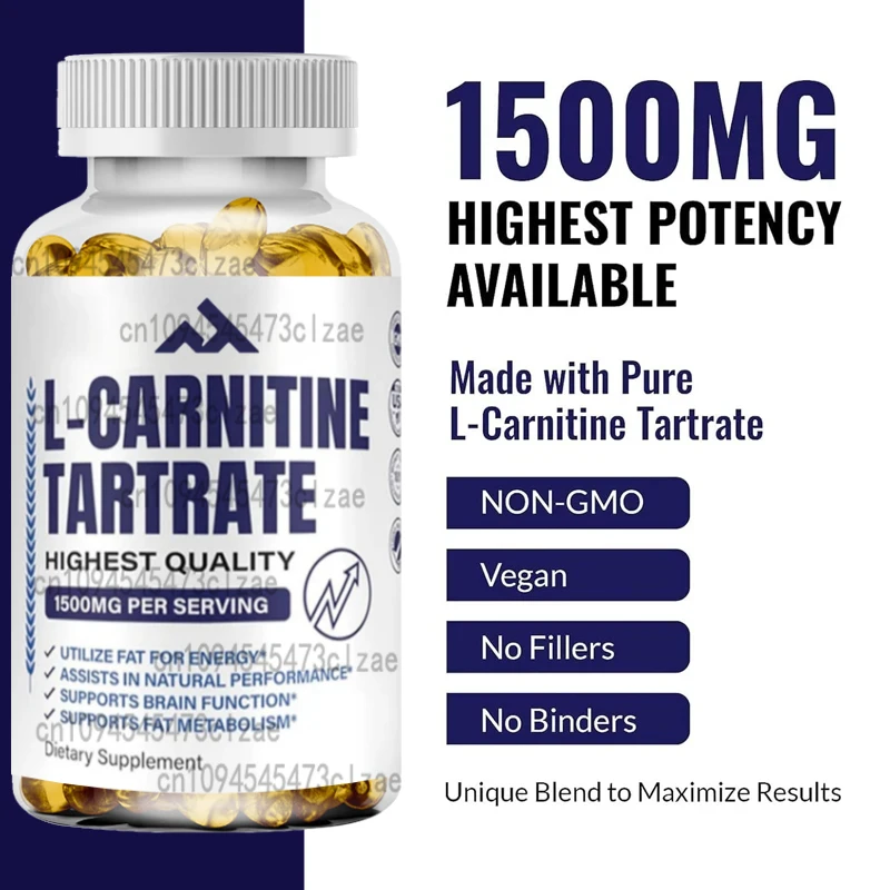 

L-Carnitine Tartrate 1500mg – Energy & Metabolism Booster – 60 Non-GMO Vegan Capsules