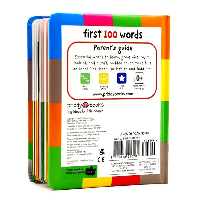 Imagem -04 - Inglês Livro de Imagens para Bebé Livros Infantis Primeiras 100 Palavras a Anos