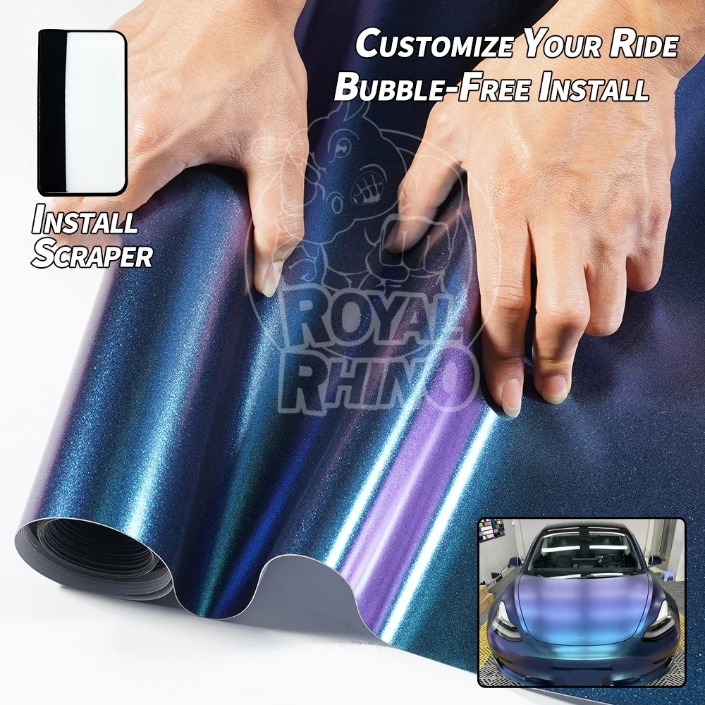 

Металлическая матовая виниловая пленка-хамелеон с эффектом перелива, от фиолетового до синего, для оклейки автомобилей и мотоциклов, самоклеящаяся пленка для авто.