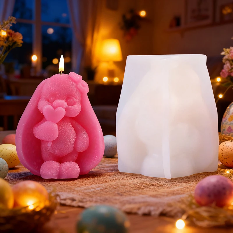 

1 шт., силиконовая форма для свечей в форме пасхального кролика, сделай сам, изготовление мыла из смолы, домашний декор, свеча, парфюмерная форма для капельной глазури на Пасху