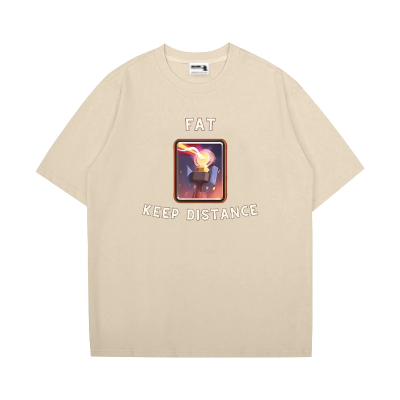 Fat Keep Distance Printed short-sleeved T-shirt Men Women cotton O-Neck Loose T shirt Summer Funny Fashion Tops Unisex