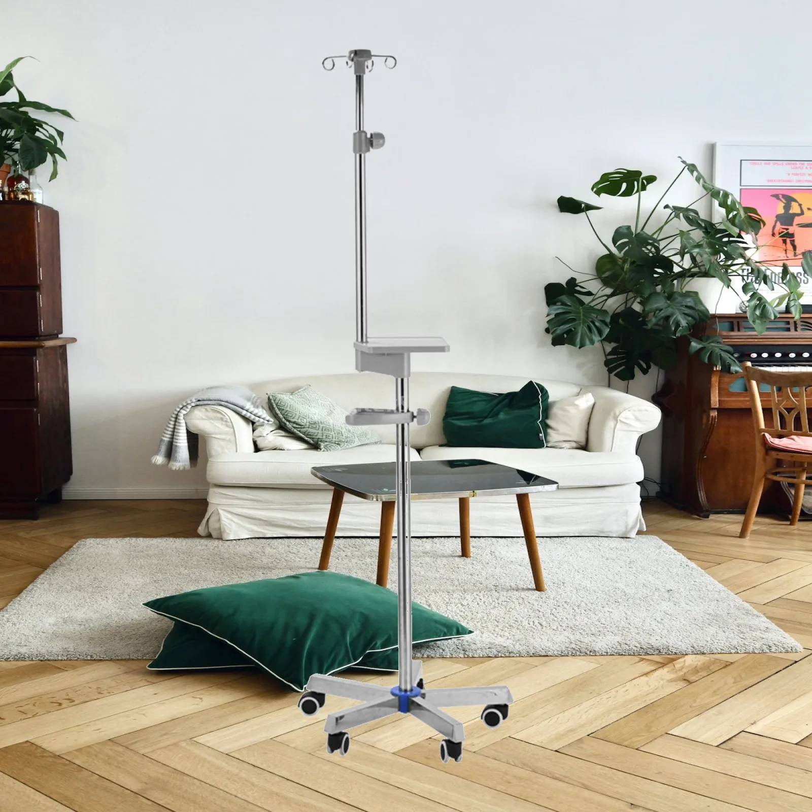 IV Stand with Wheels Stainless Steel Rolling IV Stand Stable Portable for Nurses, Hospitals, Home Care