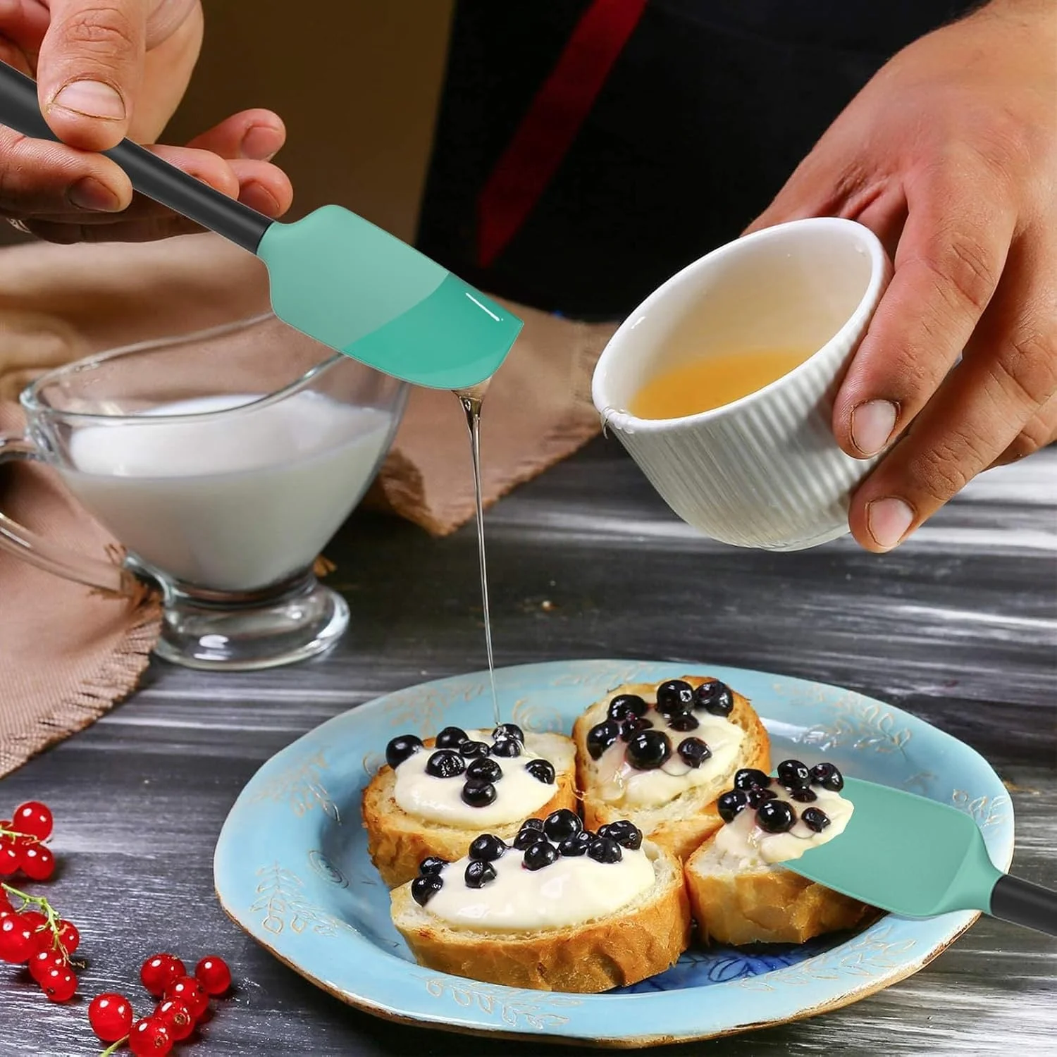 

5-Piece Food Grade Silicone Spatula Set High Temperature Resistant Dishwasher Safe for Baking & Cooking