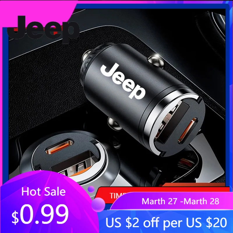 

Зарядное устройство USB Type-C для автомобилей Jeep: быстрая зарядка для Jeep Grand Cherokee, Wrangler JK, Gladiator, Compass, Renegade