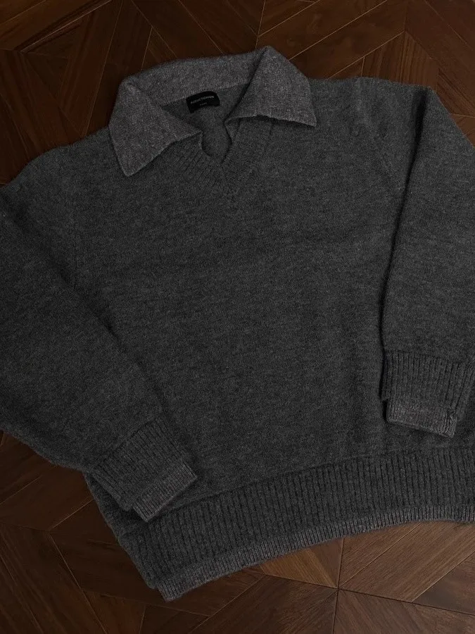 الأمريكية الرجعية الخامس ني طوق تريكو الرجال Sle الخريف الشتاء كلينفيت الراقية الشعور وهمية قطعتين محبوك سترة معطف #3