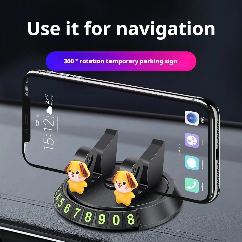 Universal 360° Rotatable Car Phone Holder With Parking Number Plate Compact Stand Fit All Cars All Smartphones