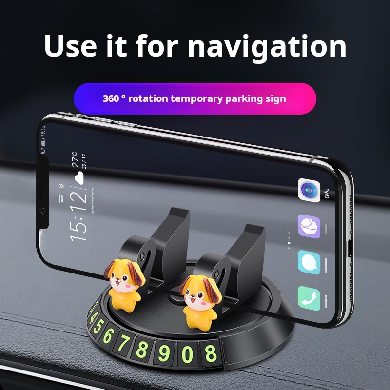  Universal 360° Rotatable Car Phone Holder With Parking Number Plate Compact Stand Fit All Cars All Smartphones 