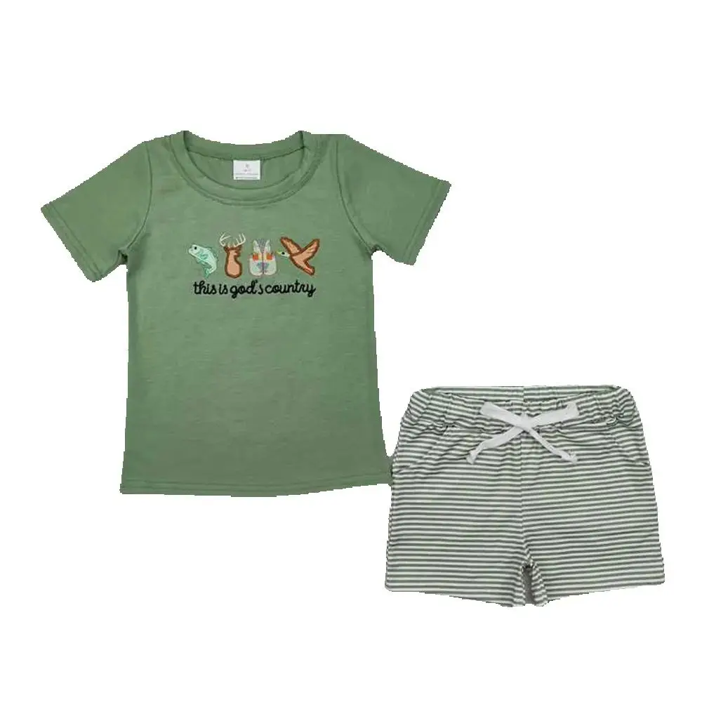 Baby Boys God Country Hunting Tee Shirt Shorts Clothes Sets