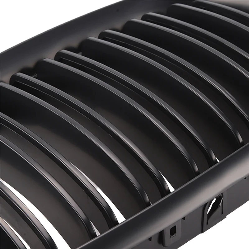 

AU28-4X Matte Black Front Bumper Dual Slat Front Kidney Grill Grille For-BMW X5 X6 E70 E71 2007-2014