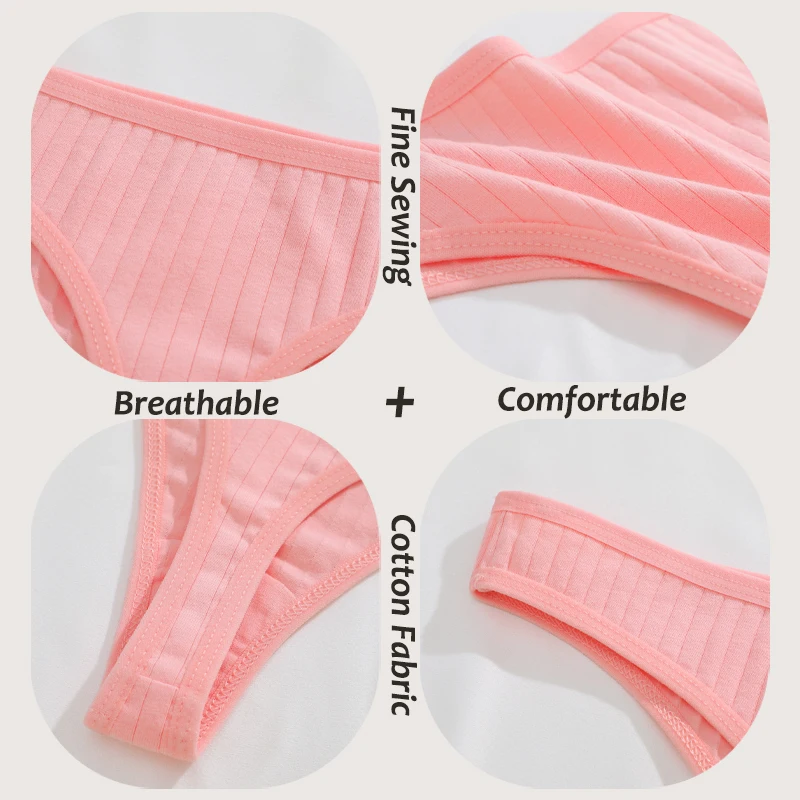 7Pcs/Set Cotton Thread Thongs Underwear Seamless Breathable Bikini T-Back G-Strings Panties Female Low Waist Sexy Lingerie S-XL - Image 5