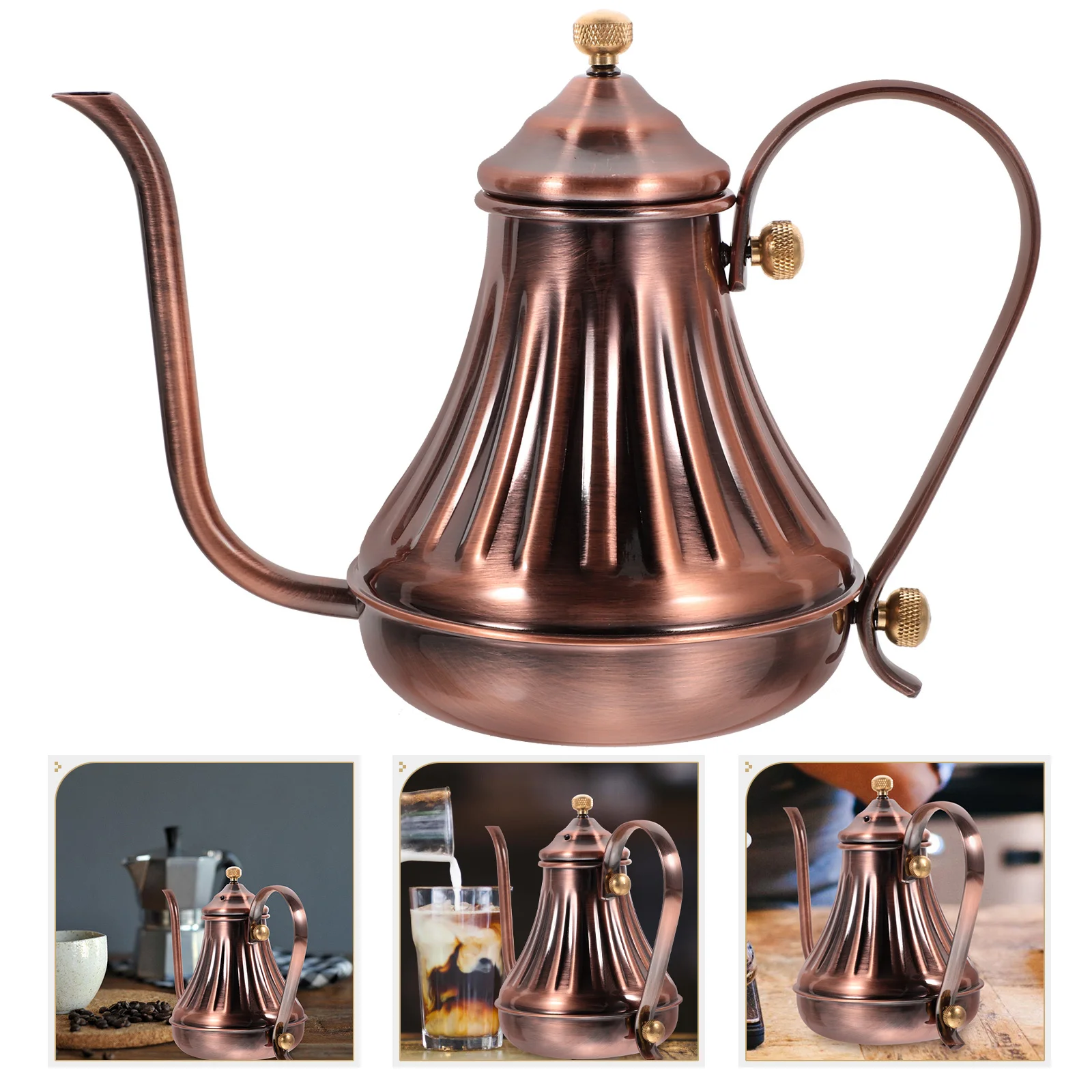 

1Pcs Long Mouth Coffee Pot Stainless Steel Hand Brewing Tea Kettle Practical Coffee Pouring Kettle for Office Home Use