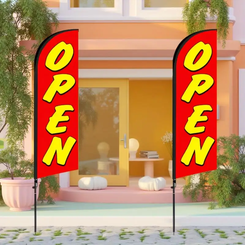 1Pcs Open Feather Flag Advertising Feather Banner Without Pole For Business Swooper Banner For Storefront Restaurant Cafe