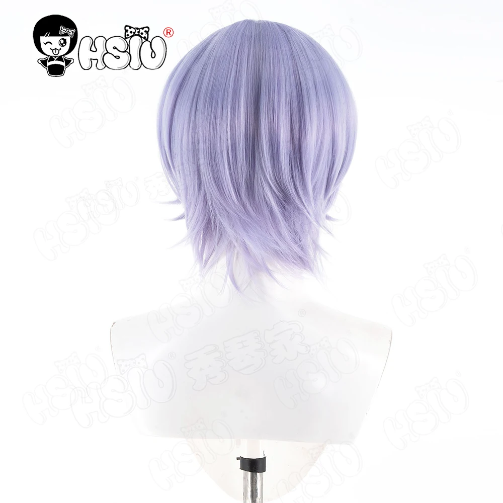 Perruque de Cosplay mystère HSIU 30CM gris violet cheveux courts perruque synthétique + bonnet de perruque Anim KPop chasseurs de démons Saja garçons perruque de cosplay mystère