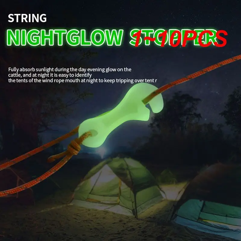 1~10PCS Luminous Rope Buckle Fluorescence Tent Buckle Alert Outdoor Camping Tent Anti-slip Wind Rope Stopper Tensioner