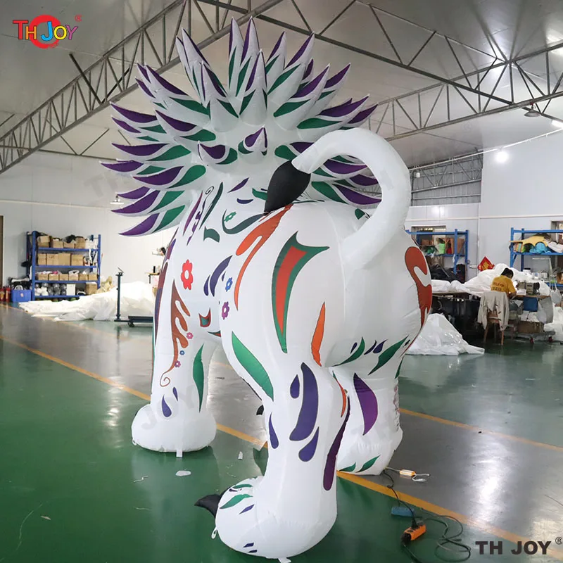 4 Meters Advertising colorful Giant Inflatable Lion with Led Lights Decorative Cartoon Lion Toy for Decoration