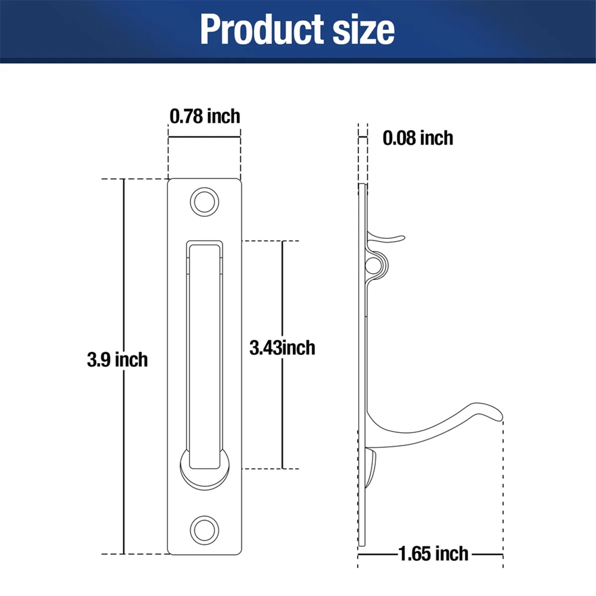 CYL-2 Pack Pocket Door Pull Solid Pocket Door Flush Edge Pull Pocket Door Handles in Matte Black