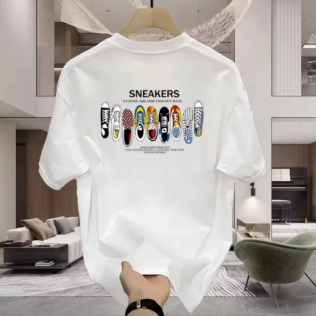Classic Shoe Collection Design Tee 100% Cotton Mens T Shirt for Summer Casual Outings Suited for Casual Street Style