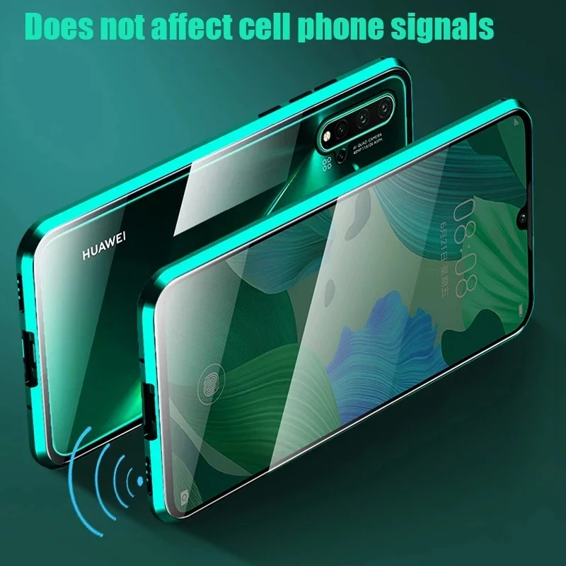 Magnetic For Huawei P50 P40 P30 Pro Double Sided Glass Cover Mate 30 40 50 Pro Honor 60 50 Pro 360 Degree Metal Phone Case