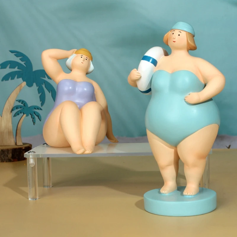 Fun New Beach Woman Ornament Seductive Fat Woman Creative Ornament Living Room Home Desktop Decoration Small Ornament