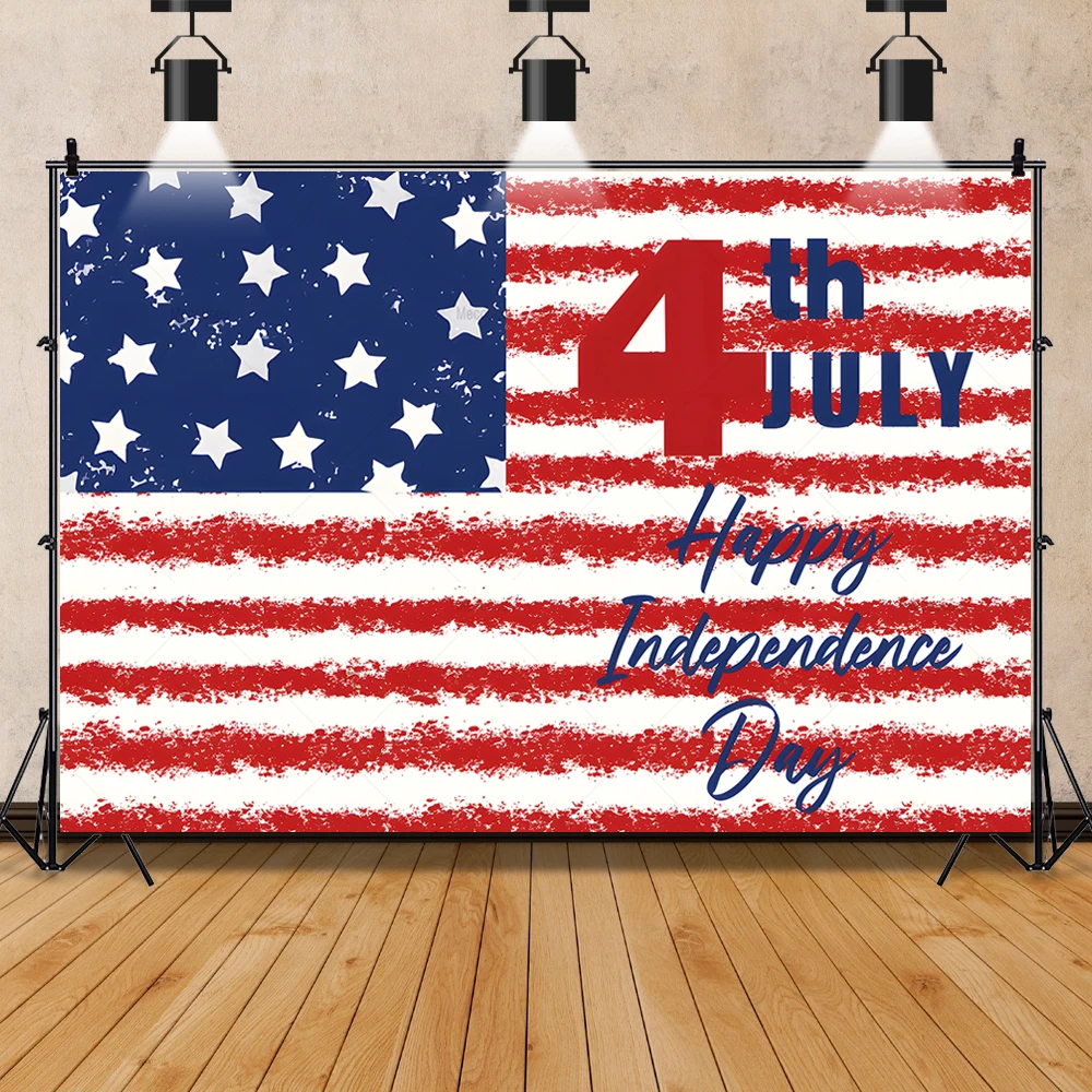 Independence Day Backdrop American Flag 4th of July National Party Photography Memorial Day Stars Background Custom Studio