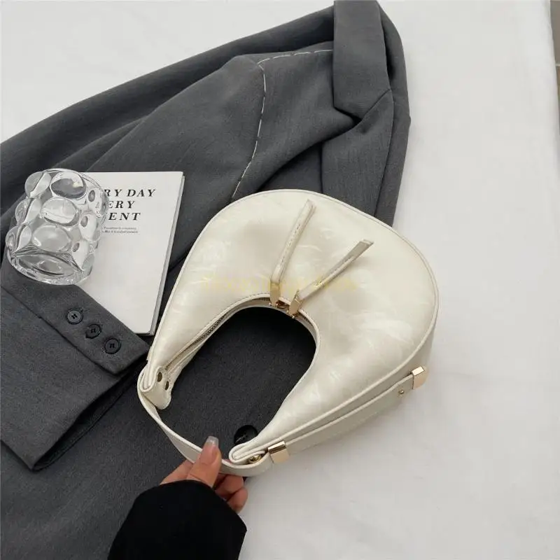 

X90D Women Bag Half Moon Armpit Bag PU Leather Shoulder Bag Fashion Handbag Simple Underarm Bag Shopping Dating Bag for Daily