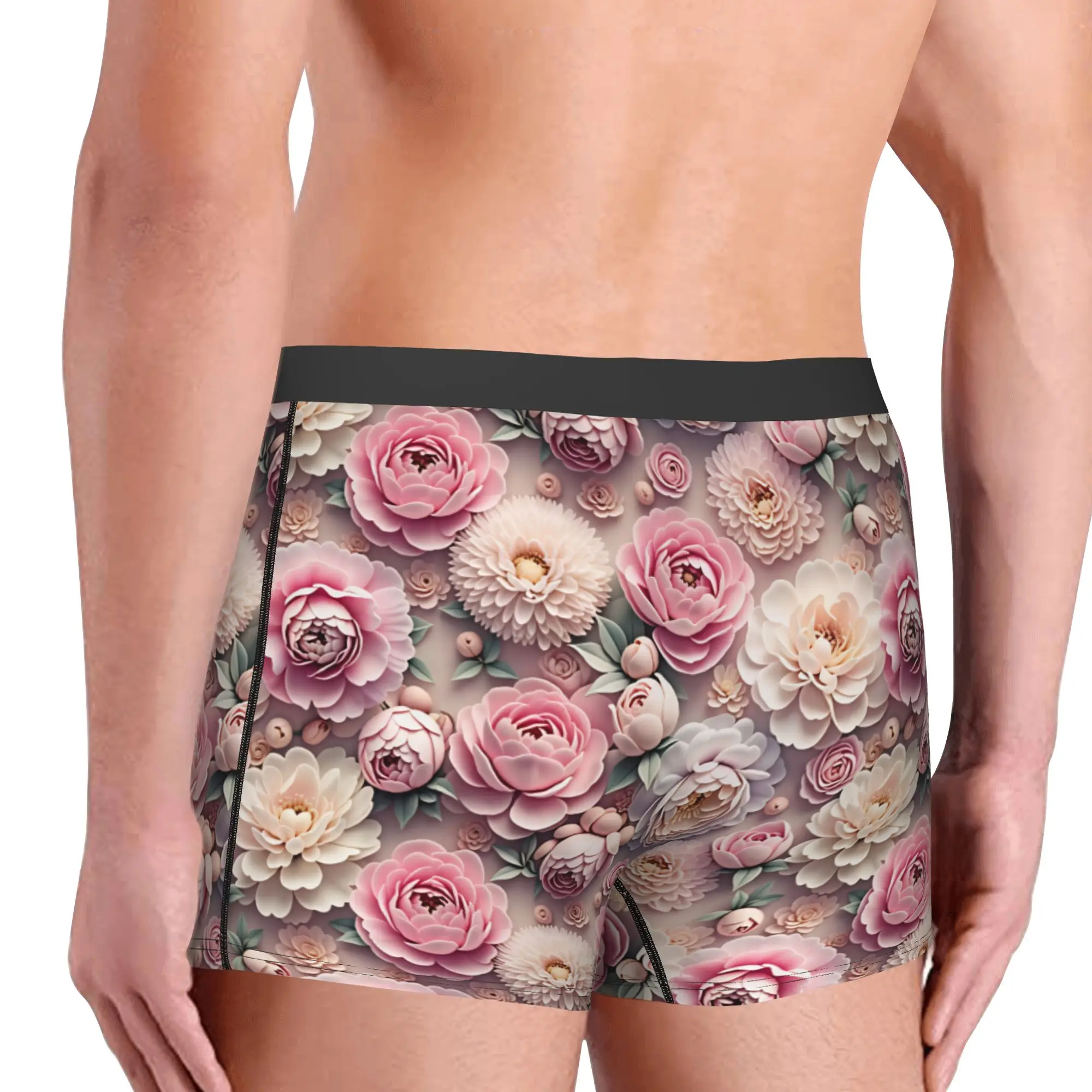 Fashion Trend 3D Flowers Boxers Shorts Men's Luxury High 3D Floral Briefs Underwear Funny Underpants