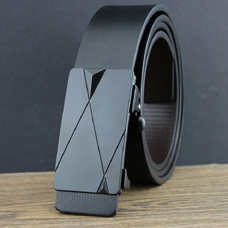 Men Belt Work Business Genuine Leather Cowskin Designer Belts Casual Fashion for Jeans Toothless Automatic Buckle Straps ZD2204