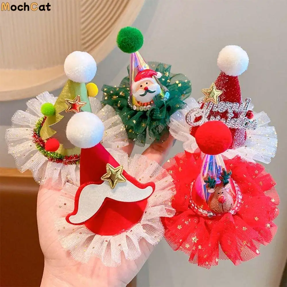 

Fashion Star Christmas Hair Clip Plush Ball Letter Santa Claus Duckbill Clip Elk Korean Style Christmas Hat Hairpin Party