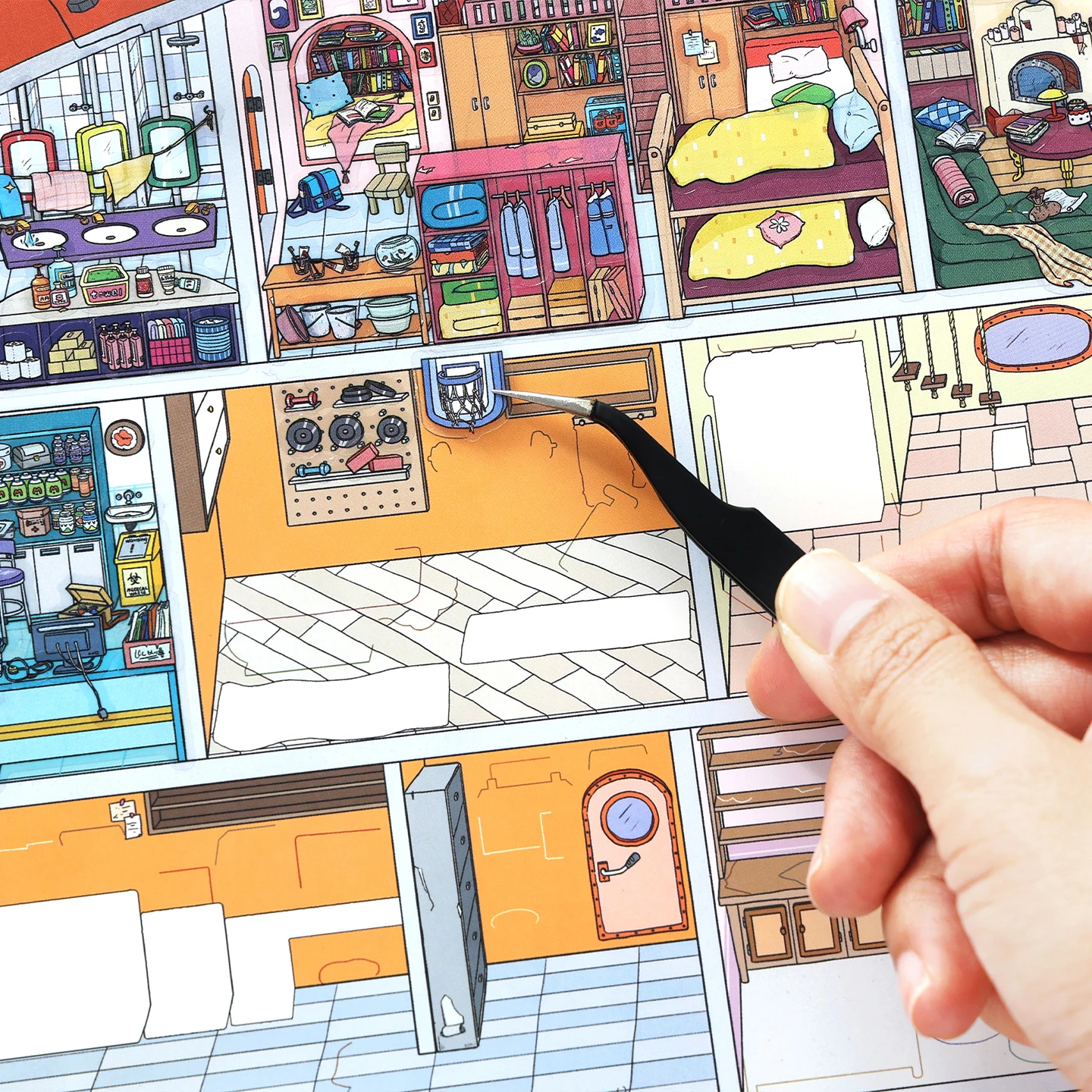 

4pcs Large Size Landscape Yacht Cabin Themed Stickers Miniature Scene Creative Office Supplies Decompression Art Stationery