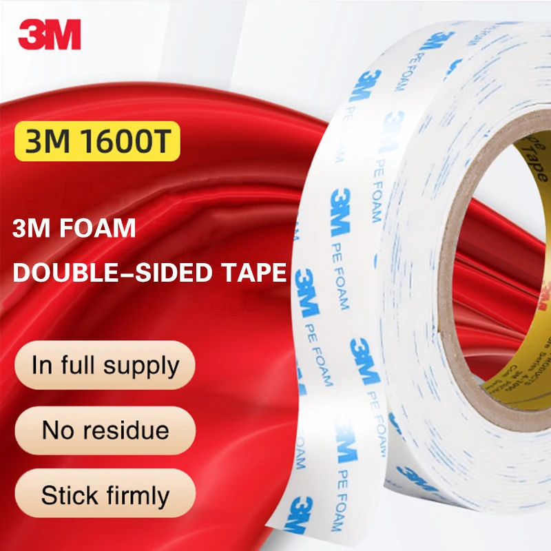 

3M White Foam Double-Sided Tape 1600T Double-Sided Tape High Temperature Resistance Strong Non-Trace Pe Foam Tape