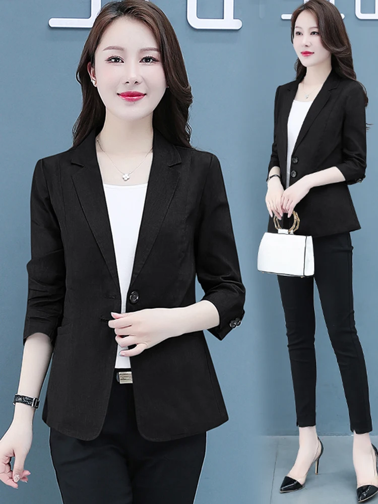 

plus Size Women's Suit Jaet ort Slim Fit Lightweight een Casual Two Button Versatile Western Sle Commute Faion