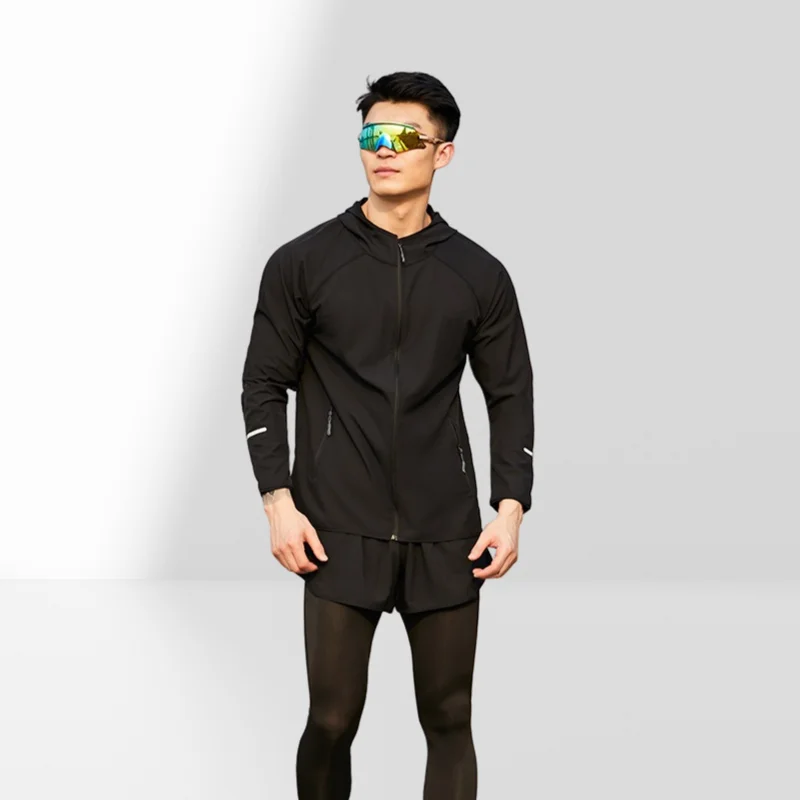Spring And Summer Men's Fitness Clothing Outdoor Sports Blue Sweater Low Collar Ordinary Coat Casual Jacket