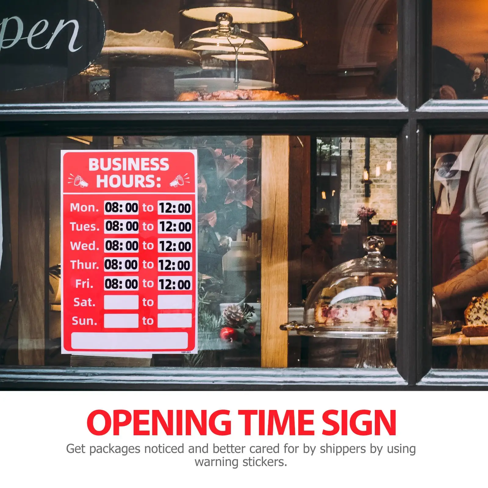 2Pcs Business Hours Signage Self Adhesive PVC Changeable Opening Signs Labels Waterproof Bank Office Shop Cafe Restaurant Store