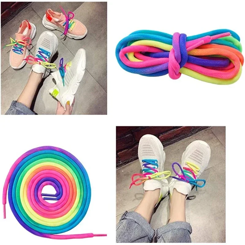 1 Paar modische Regenbogen-Schnürsenkel, farbige Schnürsenkel, Segeltuch, sportlich, bunt, Schnürsenkel für Sport-Sneaker, Schnürsenkel, 100 cm/120 cm