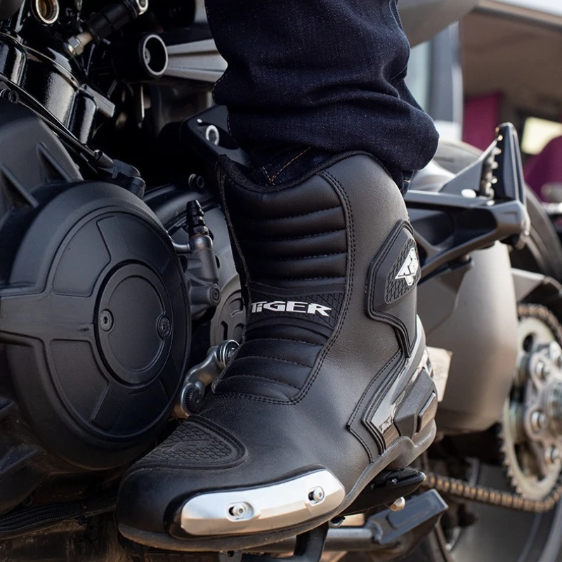 

2PCS Motorcycle Boots Men Women Moto Racing Motocross Off-Road Motorcycle Shoes Motorbike Riding Boots Equipment Wear Resistant