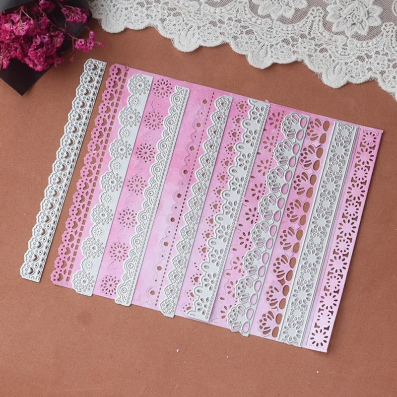 Lucky Goddess Metal Cutting Dies 7pc Lace Border Diy Scrapbooking Photo Album Decorative Embossing Paper Card Crafts