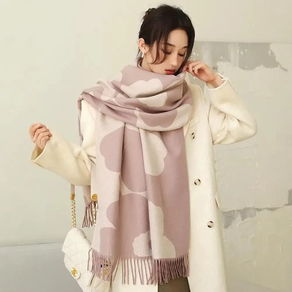 

Soft Faux Cashmere Thick Scarf for Women - New Dopamine Coffee Brown, Korean Vibes Warm Versatile Wrap Neckwear