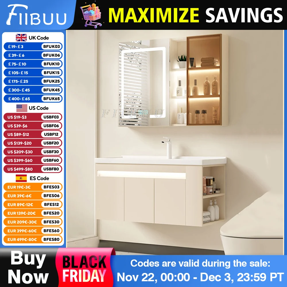 Wall Mounted Bathroom Cabinet Combination Washbasin Sink Vanity Bathroom Cabinet Ceramic Integrated Toilet Washbasin SideStorage