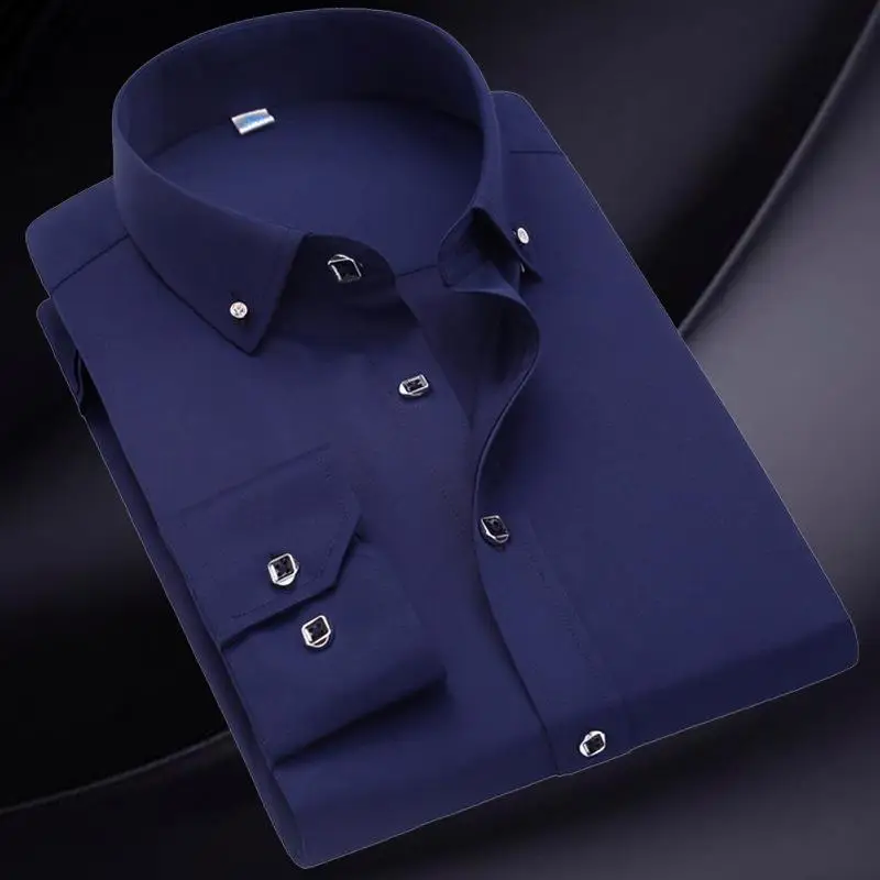 Men's Slim Fit Casual Shirt Lightweight Cotton Long Sleeve Collared Shirt Comfortable Breathable Fashionable Inner Wear